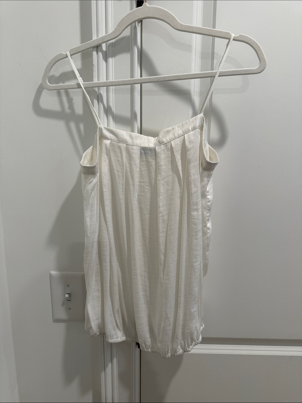 fab'rik Cream Spaghetti Strap Smocked-Hem Tank